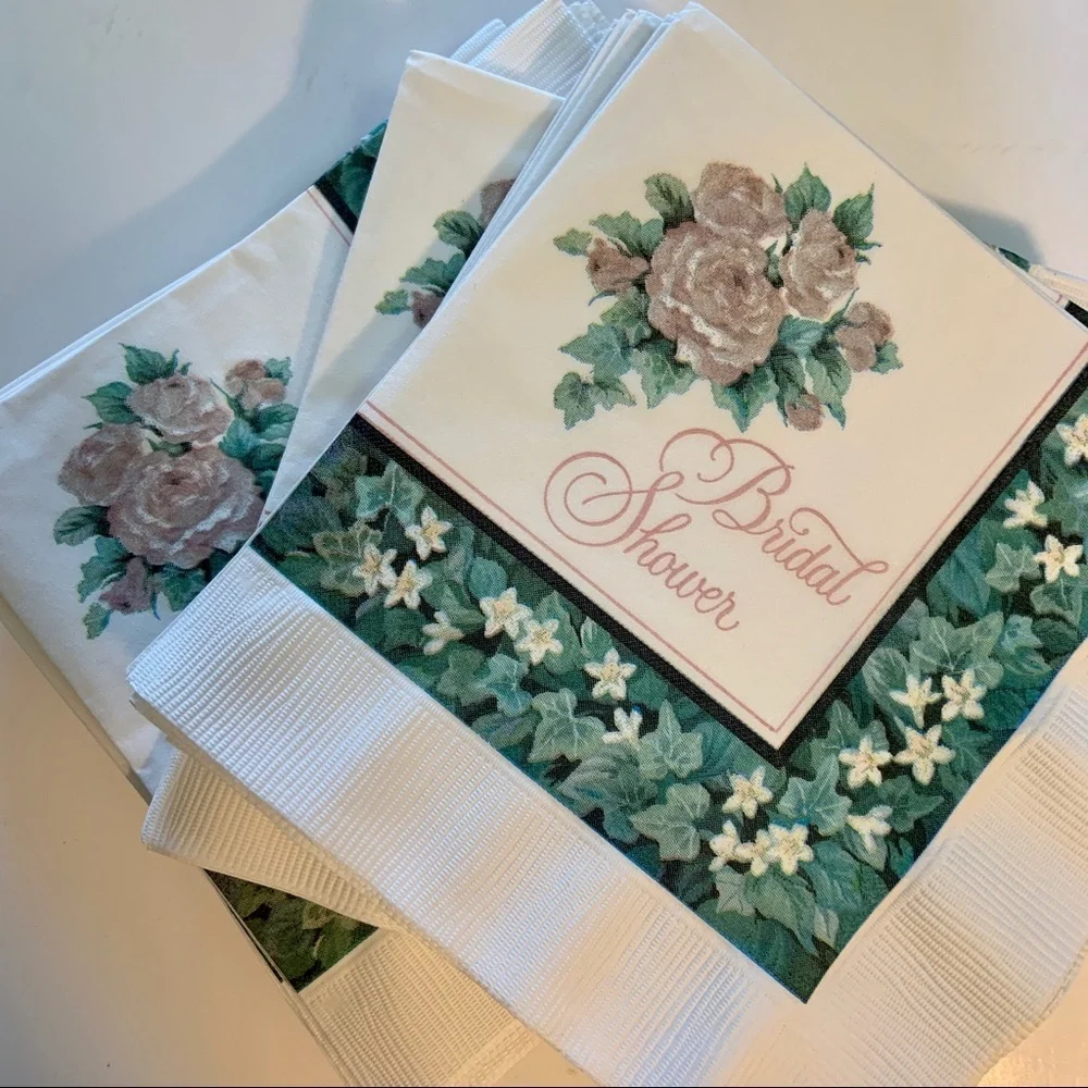 Vintage Ivy & Roses Floral Bridal Shower Paper Goods Cups Plates